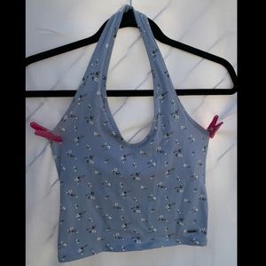 Hollister Blue flower halter top